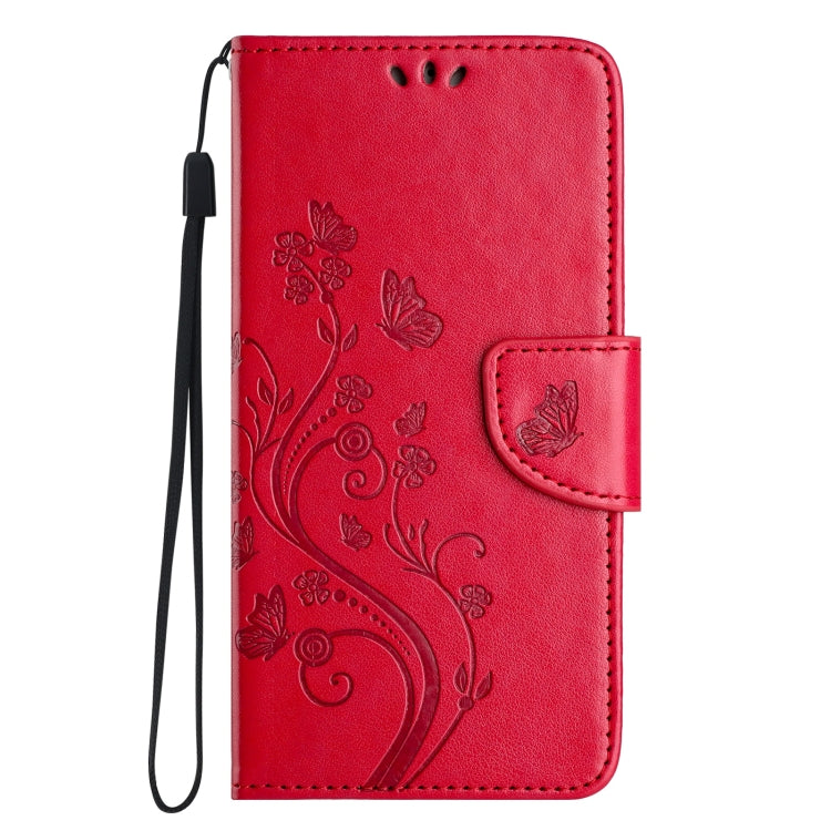 For iPhone 16 Pro Max Butterfly Flower Pattern Flip Leather Phone Case(Red) - iPhone 16 Pro Max Cases by buy2fix | Online Shopping UK | buy2fix