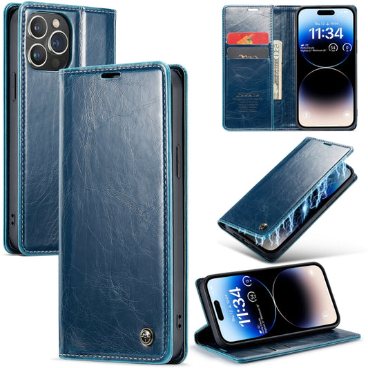 For iPhone 15 Pro CaseMe 003 Crazy Horse Texture Leather Phone Case(Blue) - iPhone 15 Pro Cases by CaseMe | Online Shopping UK | buy2fix