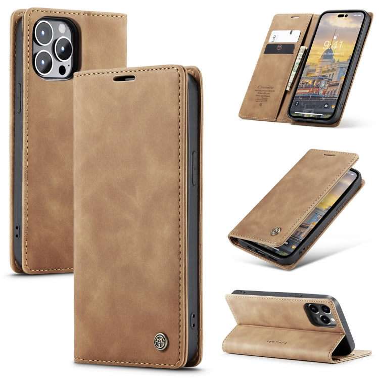 For iPhone 15 Pro CaseMe 013 Multifunctional Horizontal Flip Leather Phone Case(Brown) - iPhone 15 Pro Cases by CaseMe | Online Shopping UK | buy2fix