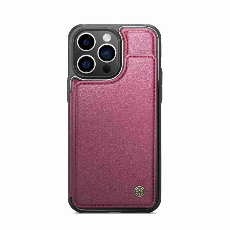 For iPhone 15 Pro CaseMe C22 Card Slots Holder RFID Anti-theft Phone Case(Wine Red) - iPhone 15 Pro Cases by CaseMe | Online Shopping UK | buy2fix