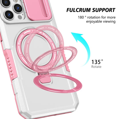 For iPhone 12 Pro Max Sliding Camshield Magsafe Holder TPU Hybrid PC Phone Case(Pink White) - iPhone 12 Pro Max Cases by buy2fix | Online Shopping UK | buy2fix