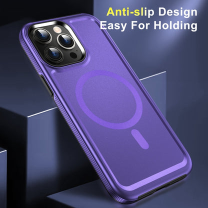 For iPhone 15 Plus Shield Armor MagSafe TPU Hybrid PC Phone Case(Purple) - iPhone 15 Plus Cases by buy2fix | Online Shopping UK | buy2fix