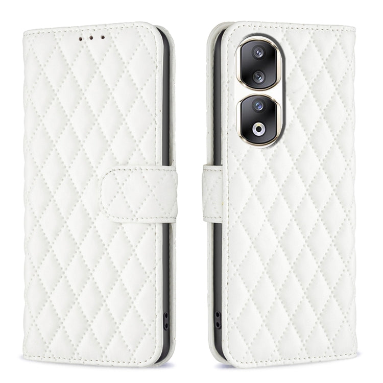 For Honor 90 Pro Diamond Lattice Wallet Flip Leather Phone Case(White) - Honor Cases by buy2fix | Online Shopping UK | buy2fix