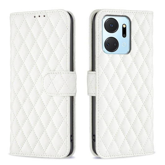 For Honor X7a Diamond Lattice Wallet Flip Leather Phone Case(White) - Honor Cases by buy2fix | Online Shopping UK | buy2fix