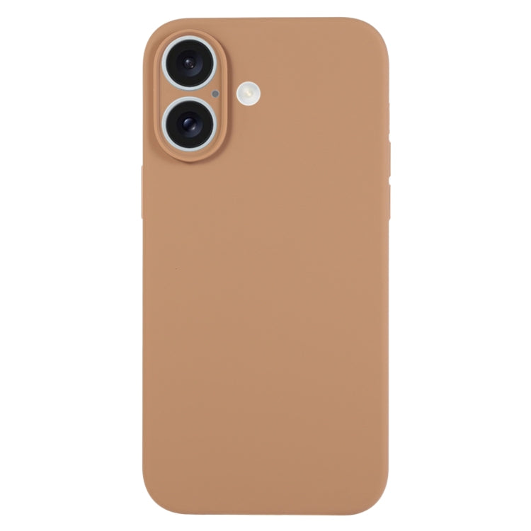 For iPhone 16 Pure Color Liquid Silicone Fine Pore Phone Case(Light Brown) - iPhone 16 Cases by buy2fix | Online Shopping UK | buy2fix