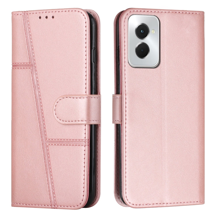 For Motorola Moto G Power 2024 Stitching Calf Texture Buckle Leather Phone Case(Rose Gold) - Motorola Cases by buy2fix | Online Shopping UK | buy2fix