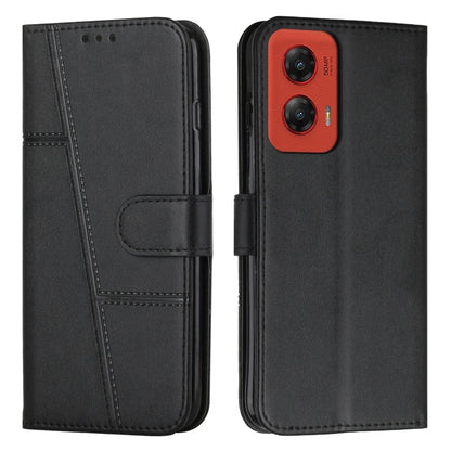 For Motorola Moto G Stylus 5G 2024 Stitching Calf Texture Buckle Leather Phone Case(Black) - Motorola Cases by buy2fix | Online Shopping UK | buy2fix