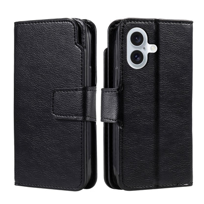 For iPhone 16 Plus Tri-Fold 9-Card Wallets Leather Phone Case(Black) - iPhone 16 Plus Cases by buy2fix | Online Shopping UK | buy2fix