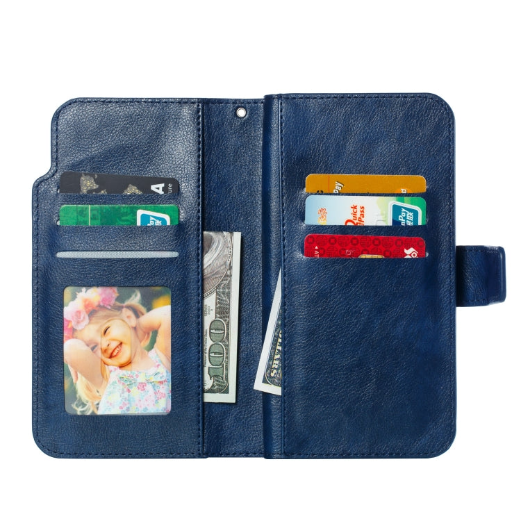 For iPhone 16 Tri-Fold 9-Card Wallets Leather Phone Case(Blue) - iPhone 16 Cases by buy2fix | Online Shopping UK | buy2fix