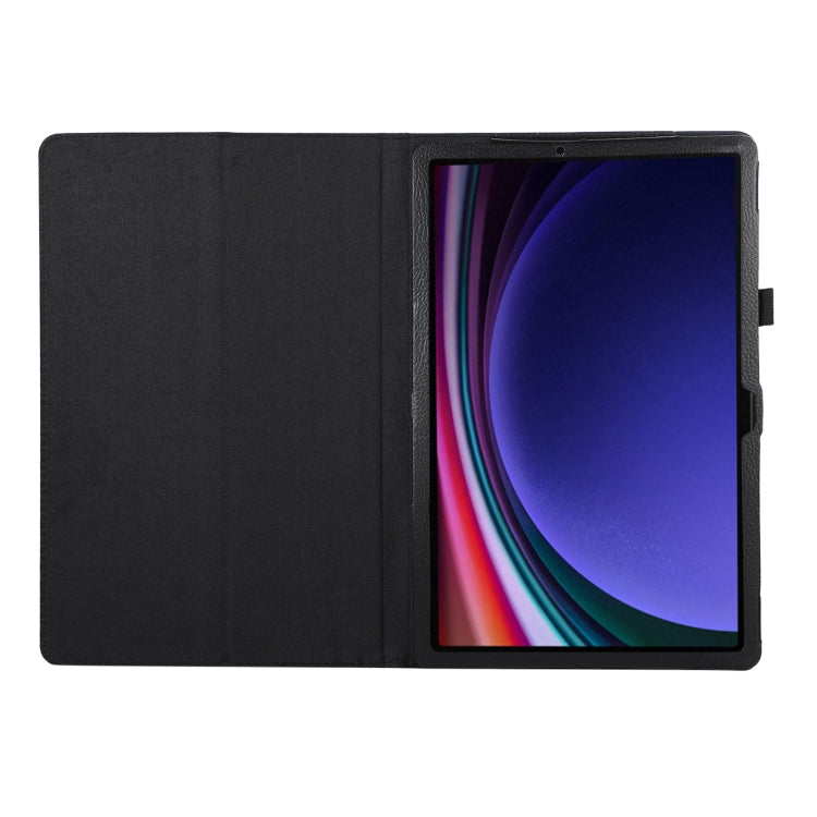 For Samsung Galaxy Tab S9+ Litchi Texture Leather Tablet Case with Holder(Black) - Other Galaxy Tab PC by buy2fix | Online Shopping UK | buy2fix