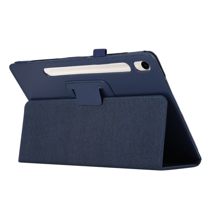 For Samsung Galaxy Tab S9+ Litchi Texture Leather Tablet Case with Holder(Dark Blue) - Other Galaxy Tab PC by buy2fix | Online Shopping UK | buy2fix