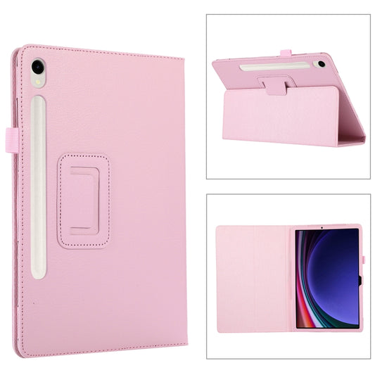 For Samsung Galaxy Tab S9+ Litchi Texture Leather Tablet Case with Holder(Pink) - Other Galaxy Tab PC by buy2fix | Online Shopping UK | buy2fix