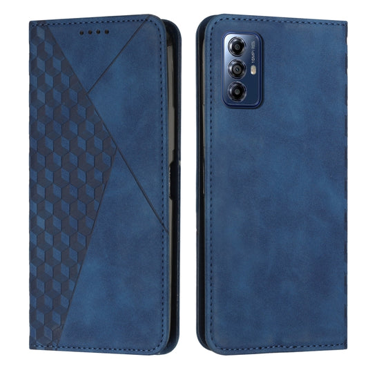 For Motorola Moto G Play 2024 Diamond Splicing Skin Feel Magnetic Leather Phone Case(Blue) - Motorola Cases by buy2fix | Online Shopping UK | buy2fix