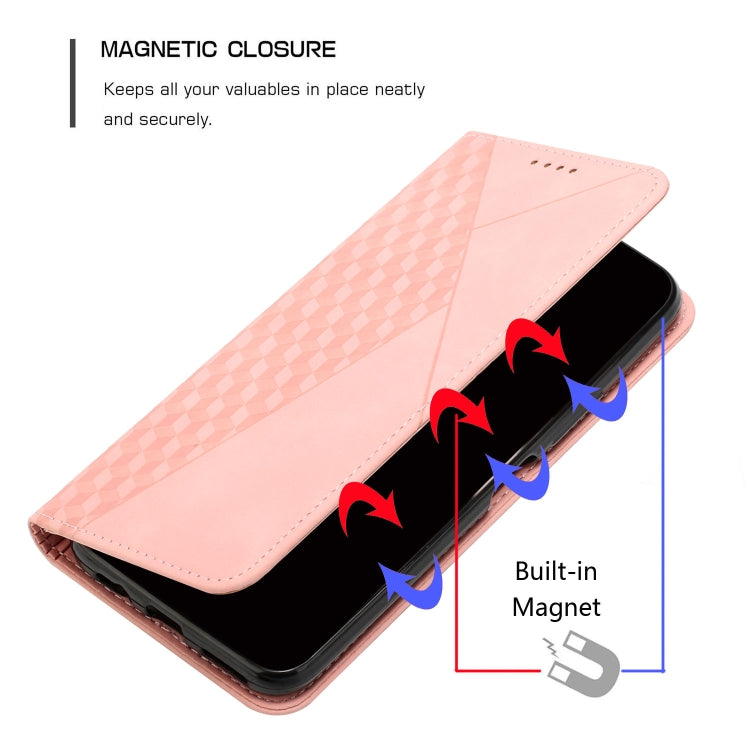 For Motorola Moto G Play 2024 Diamond Splicing Skin Feel Magnetic Leather Phone Case(Rose Gold) - Motorola Cases by buy2fix | Online Shopping UK | buy2fix