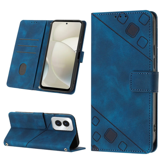 For Motorola Moto G Power 5G 2024 Skin Feel Embossed Leather Phone Case(Blue) - Motorola Cases by buy2fix | Online Shopping UK | buy2fix