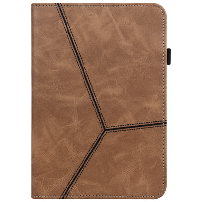 For Samsung Galaxy Tab A9+ Solid Color Stripe Embossed Leather Tablet Case(Brown) - Galaxy Phone Cases by buy2fix | Online Shopping UK | buy2fix