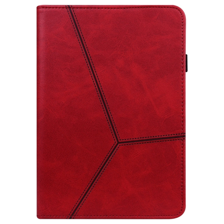 For Samsung Galaxy Tab S9+ / S9 FE+ Solid Color Stripe Embossed Leather Tablet Case(Red) - Galaxy Tab S9 FE+ by buy2fix | Online Shopping UK | buy2fix