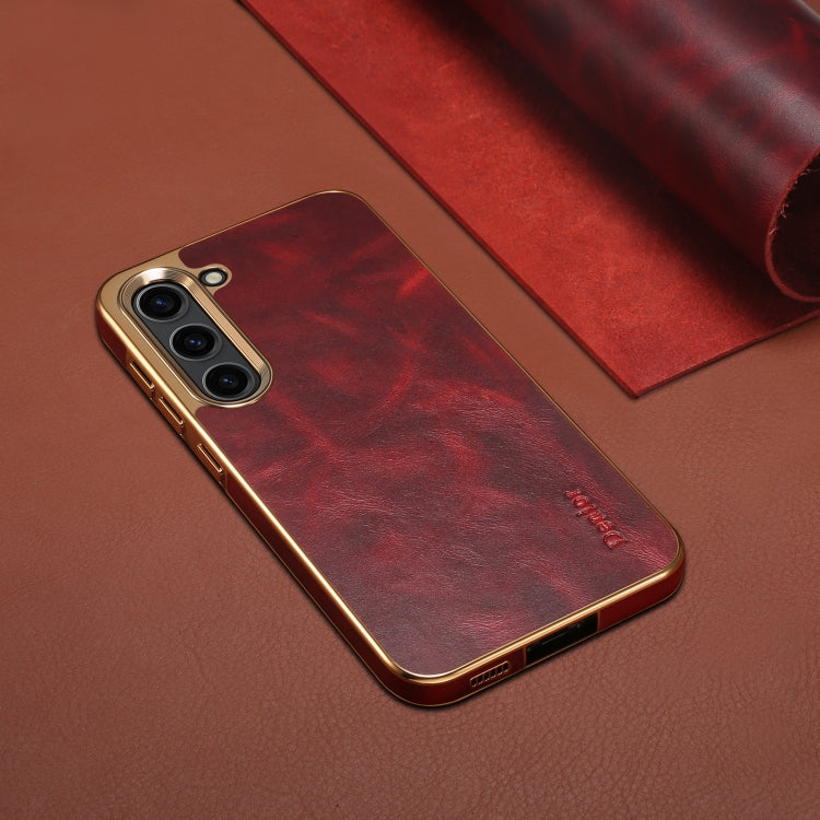 For Samsung Galaxy S23+ 5G Denior Oil Wax Leather Electroplating Phone Case(Red) - Galaxy S23+ 5G Cases by Denior | Online Shopping UK | buy2fix