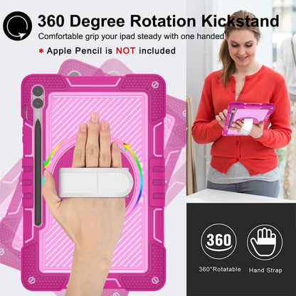 For Samsung Galaxy Tab S9+ 360 Degree Rotation PC Contrast Silicone Tablet Case(Rose Red + Pink) - Galaxy Tab S9+ Cases by buy2fix | Online Shopping UK | buy2fix