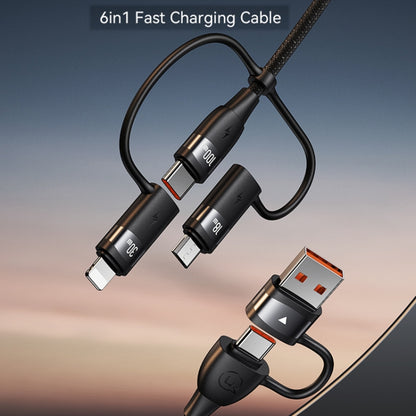 USAMS US-SJ646 U85 2m PD100W 6 in 1 Alloy Multifunctional Fast Charging Cable(Black) - Multifunction Cable by USAMS | Online Shopping UK | buy2fix