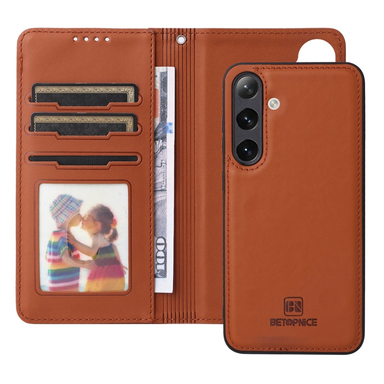 For Samsung Galaxy S24+ 5G BETOPNICE BN-005 2 in 1 Detachable Imitate Genuine Leather Phone Case(Brown) - Galaxy S24+ 5G Cases by BETOPNICE | Online Shopping UK | buy2fix