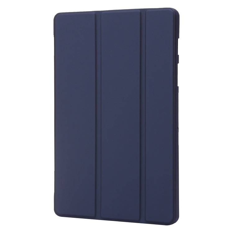 For Samsung Galaxy Tab S9 3-Fold Holder Silicone Leather Tablet Case(Dark Blue) - Galaxy Tab S9 Cases by buy2fix | Online Shopping UK | buy2fix