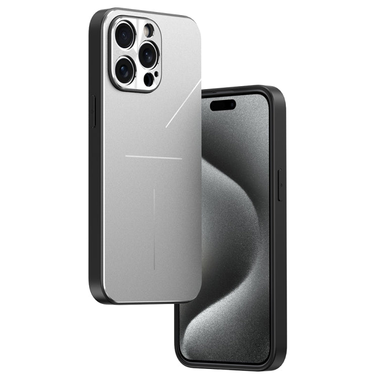 For iPhone 15 Pro R-JUST RJ52 3-Line Style Metal TPU Shockproof Phone Case(Silver) - iPhone 15 Pro Cases by R-JUST | Online Shopping UK | buy2fix