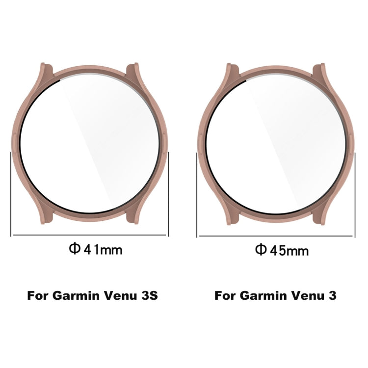 For Garmin Venu 3S PC + Tempered Glass Film Integrated Watch Case(Ivory White) - Watch Cases by buy2fix | Online Shopping UK | buy2fix