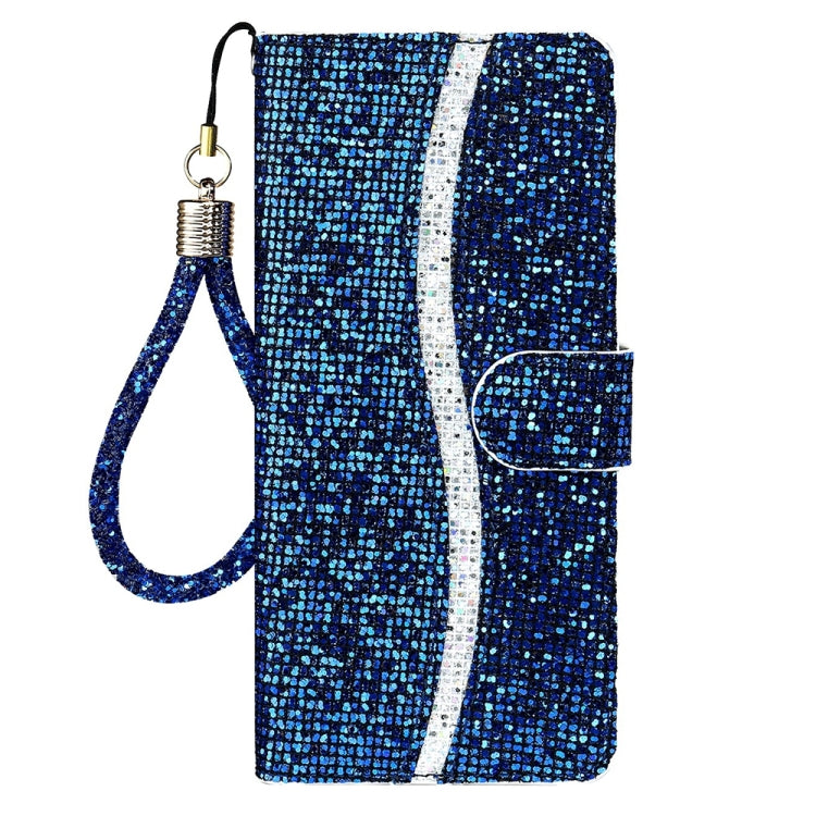 For iPhone 16 Plus Glitter Powder Filp Leather Phone Case(Blue) - iPhone 16 Plus Cases by buy2fix | Online Shopping UK | buy2fix