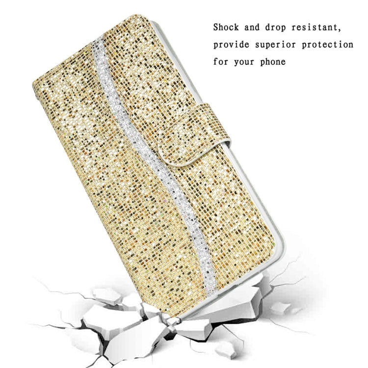 For iPhone 16 Glitter Powder Filp Leather Phone Case(Gold) - iPhone 16 Cases by buy2fix | Online Shopping UK | buy2fix