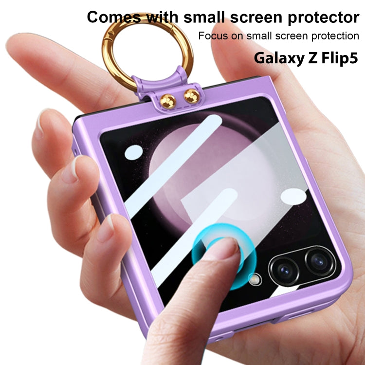 For Samsung Galaxy Z Flip5 GKK Integrated Ultra-thin PC Ring Holder Phone Case(Pink) - Galaxy Z Flip5 Cases by GKK | Online Shopping UK | buy2fix