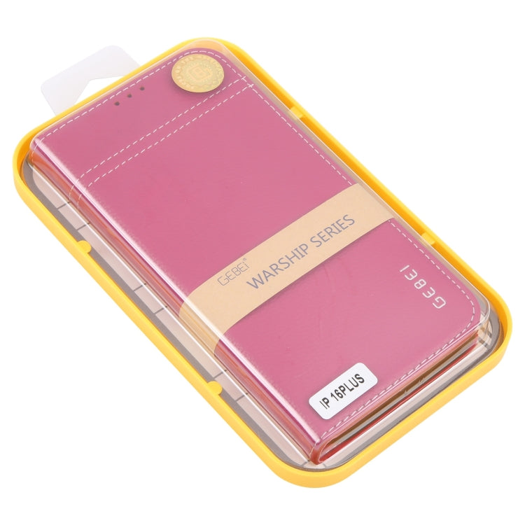 For iPhone 16 Plus GEBEI Top-grain Horizontal Flip Leather Phone Case(Rose Red) - iPhone 16 Plus Cases by GEBEI | Online Shopping UK | buy2fix