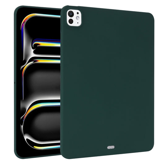 For iPad Pro 13 2024 Oil Spray Skin-friendly TPU Tablet Case(Deep Green) - iPad Pro 13 2024 Cases by buy2fix | Online Shopping UK | buy2fix