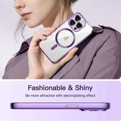 For iPhone 16 Pro Transparent Electroplated Magsafe Magnetic TPU Phone Case(Purple) - iPhone 16 Pro Cases by buy2fix | Online Shopping UK | buy2fix