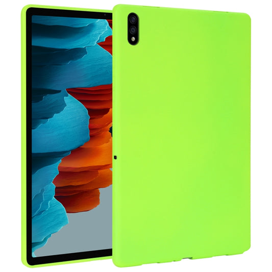 For Samsung Galaxy Tab S7 / S8 Oil Spray Skin-friendly TPU Tablet Case(Fluorescent Green) - Galaxy Tab S7 by buy2fix | Online Shopping UK | buy2fix