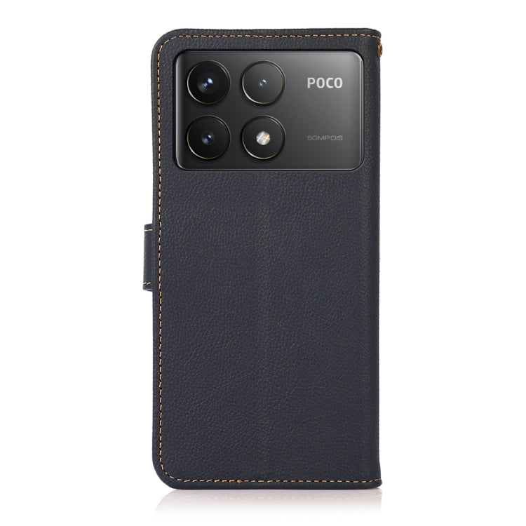 For Xiaomi Redmi K70 Pro KHAZNEH Custer Texture RFID Genuine Leather Phone Case(Blue) - K70 Pro Cases by buy2fix | Online Shopping UK | buy2fix