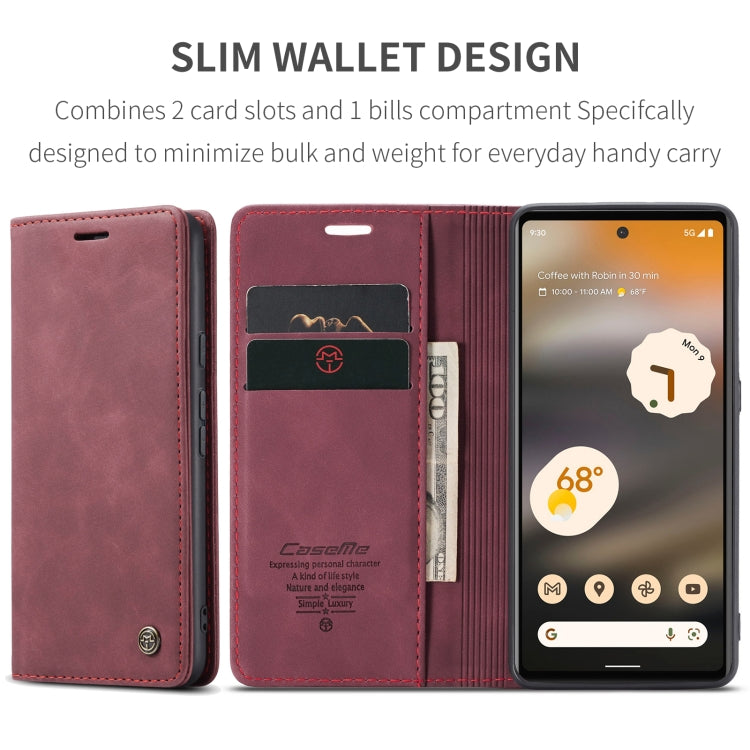 For Google Pixel 6A CaseMe 013 Multifunctional Horizontal Flip Leather Phone Case(Wine Red) - Google Cases by CaseMe | Online Shopping UK | buy2fix