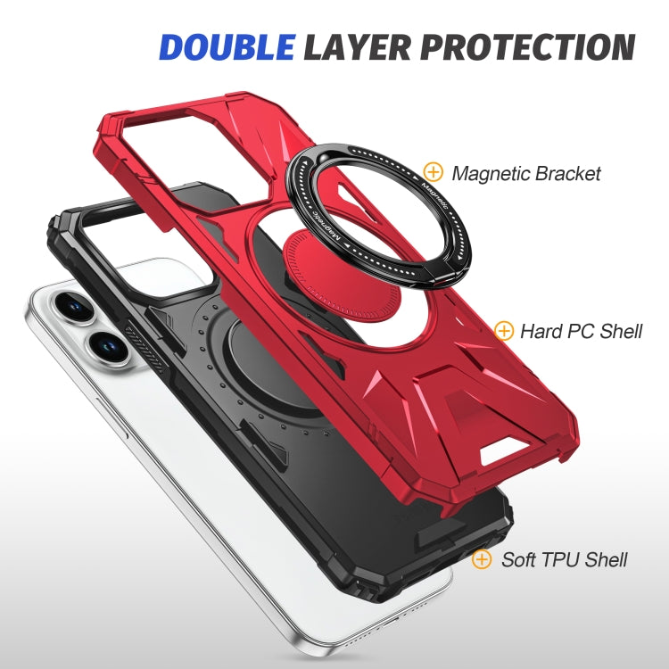 For iPhone 14/13 MagSafe Magnetic Shockproof Phone Case with Ring Holder(Red) - iPhone 14 Cases by buy2fix | Online Shopping UK | buy2fix