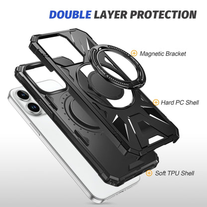 For iPhone 12/12 Pro MagSafe Magnetic Shockproof Phone Case with Ring Holder(Black) - iPhone 12 / 12 Pro Cases by buy2fix | Online Shopping UK | buy2fix