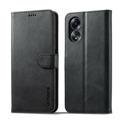 For OPPO A18 4G / A38 4G LC.IMEEKE Calf Texture Horizontal Flip Leather Case(Black) - A18 Cases by LC.IMEEKE | Online Shopping UK | buy2fix