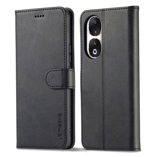 For Honor 90 LC.IMEEKE Calf Texture Leather Phone Case(Black) - Honor Cases by LC.IMEEKE | Online Shopping UK | buy2fix