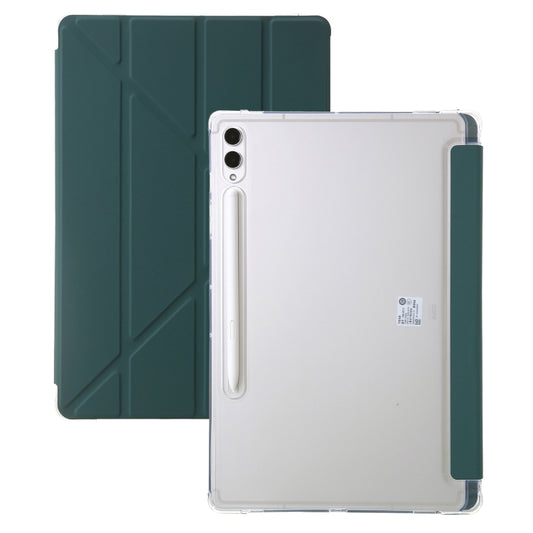 For Samsung Galaxy Tab S9 FE Clear Acrylic Deformation Leather Tablet Case(Deep Green) - Galaxy Tab S9 FE by buy2fix | Online Shopping UK | buy2fix