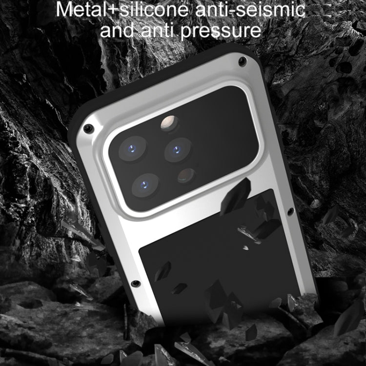 For iPhone 15 Pro LOVE MEI Metal Shockproof Life Waterproof Dustproof Phone Case(Black) - iPhone 15 Pro Cases by LOVE MEI | Online Shopping UK | buy2fix