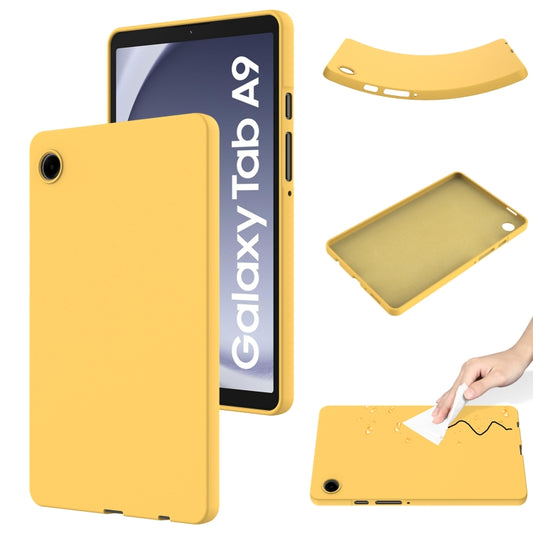 For Samsung Galaxy Tab A9 Pure Color Liquid Silicone Shockproof Tablet Case(Yellow) - Galaxy Tab A9 by buy2fix | Online Shopping UK | buy2fix