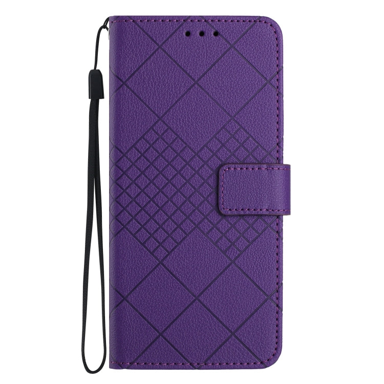 For Samsung Galaxy S22 5G Rhombic Grid Texture Leather Phone Case(Purple) - Galaxy S22 5G Cases by buy2fix | Online Shopping UK | buy2fix