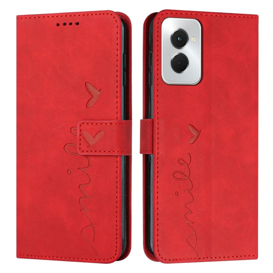 For Motorola Moto G Power 5G 2024 Skin Feel Heart Embossed Leather Phone Case with Long Lanyard(Red) - Motorola Cases by buy2fix | Online Shopping UK | buy2fix