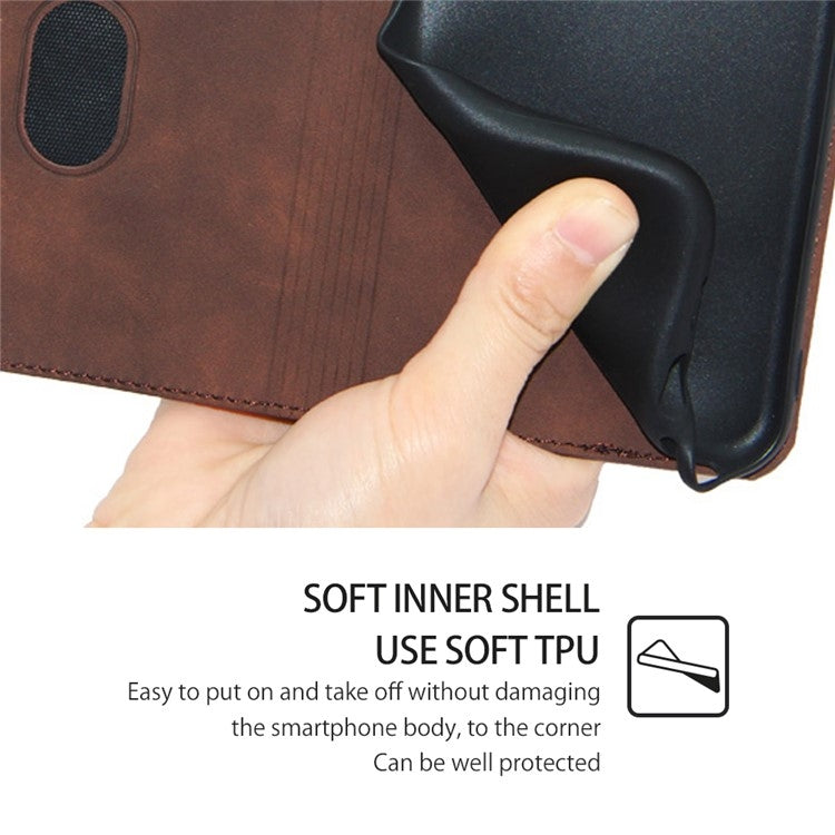 For Motorola Moto G Play 4G 2024 Skin Feel Magnetic Leather Phone Case(Dark Brown) - Motorola Cases by buy2fix | Online Shopping UK | buy2fix