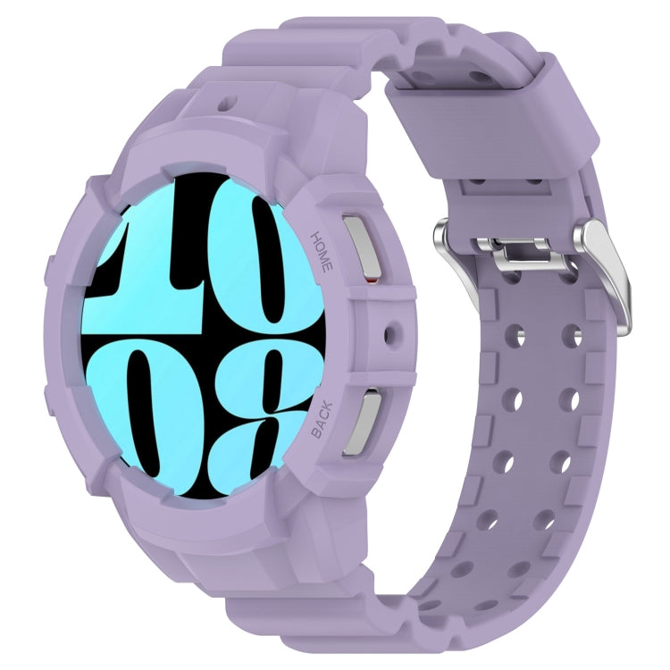 For Samsung Galaxy Watch 6 40mm Armor Silicone Watch Band + Watch Case Set(Purple) - Watch Bands by buy2fix | Online Shopping UK | buy2fix