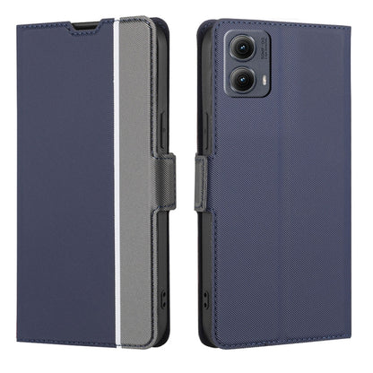 For Motorola Edge 5G 2024 Twill Texture Side Button Leather Phone Case(Blue) - Motorola Cases by buy2fix | Online Shopping UK | buy2fix