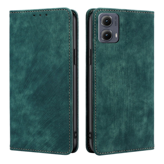 For Motorola Edge 5G 2024 RFID Anti-theft Brush Magnetic Leather Phone Case(Green) - Motorola Cases by buy2fix | Online Shopping UK | buy2fix